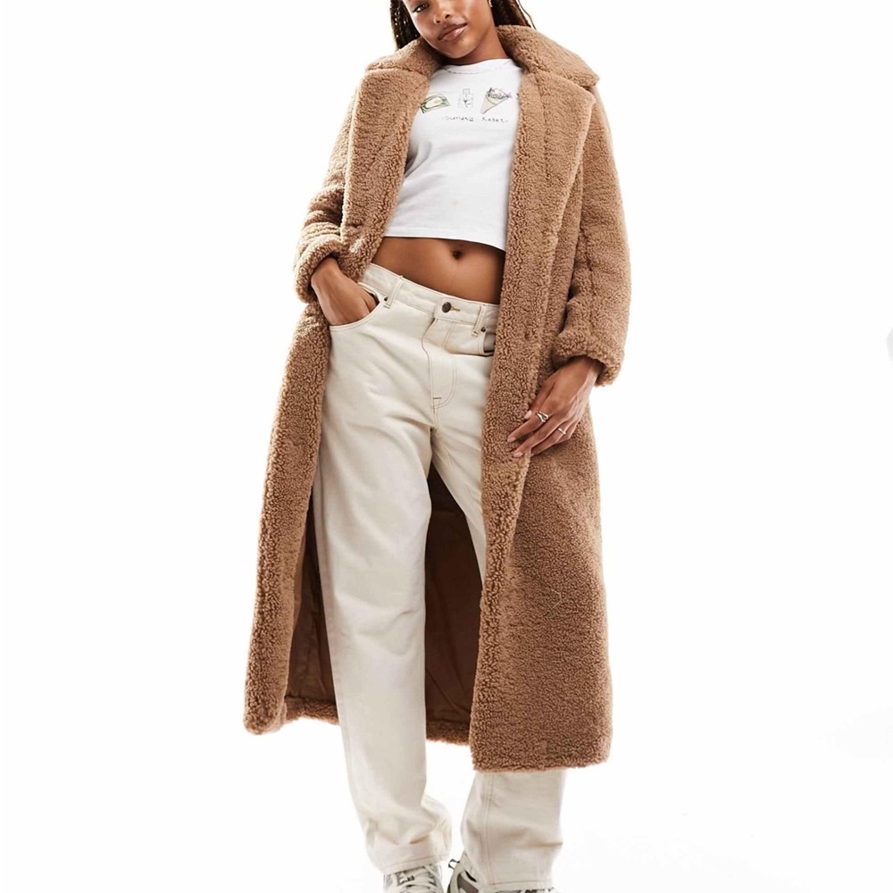 Cozy Long Teddy Coat - Brown
